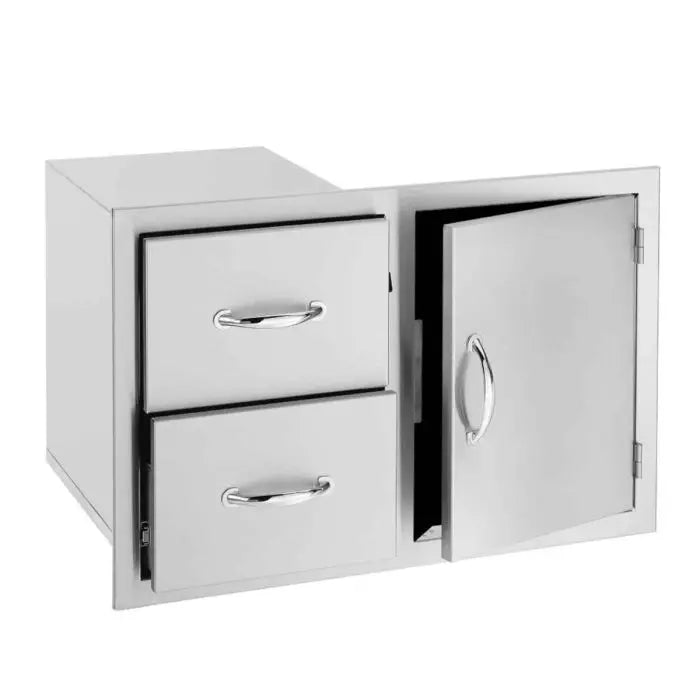 American Made Grills - 33in 2-Drawer & Access Door Combo - SSDC2-33-2